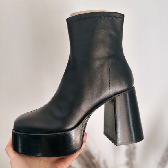 Zara Heeled Leather Boots New - Picture 1 of 4